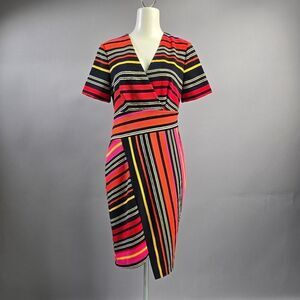 Cato Multicolor Asymmetrical Striped Dress R14